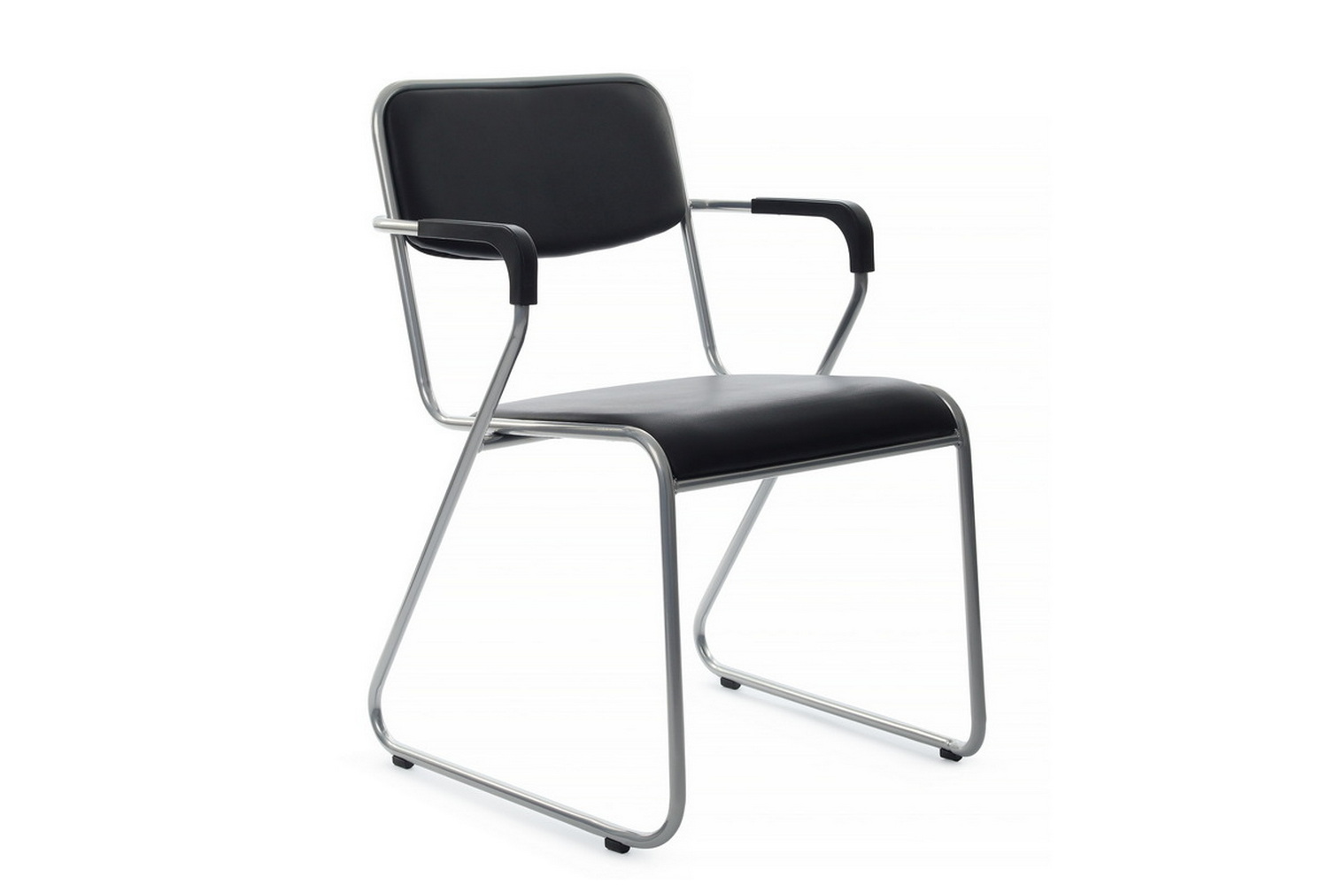 кресло rv chair nix plus omkl-03 чёрная экокожа / хром металл фото