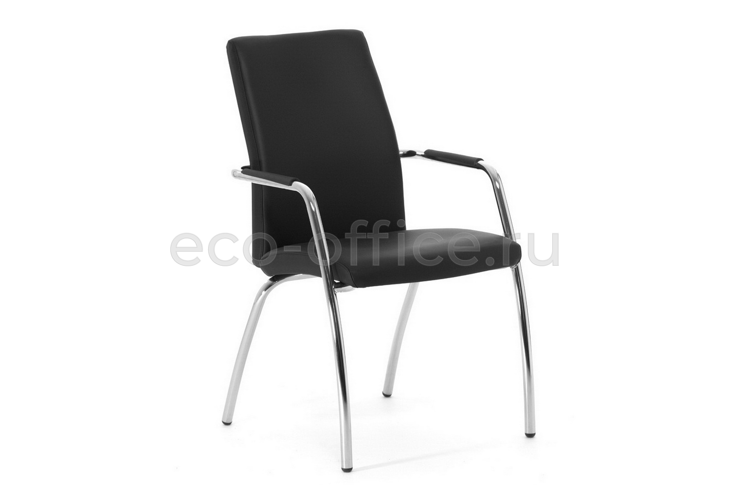 Конференц-кресло Profoffice WELL SEAT на 4 опорах Чёрная экокожа купить в Севастополе