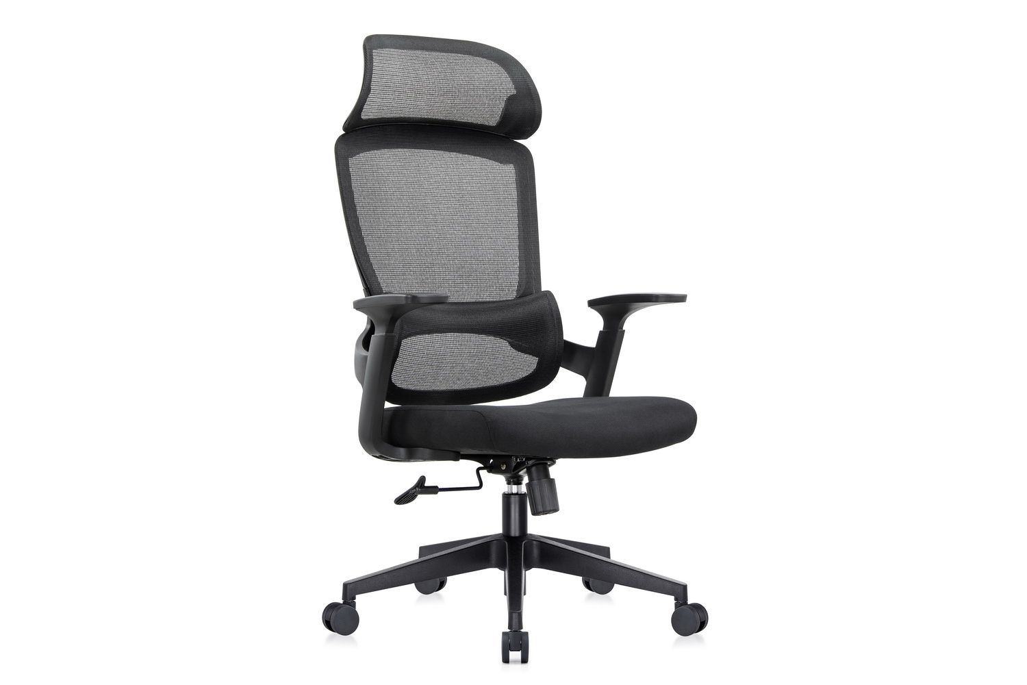 кресло руководителя rv chair job 6246a чёрная сетка / чёрная ткань фото