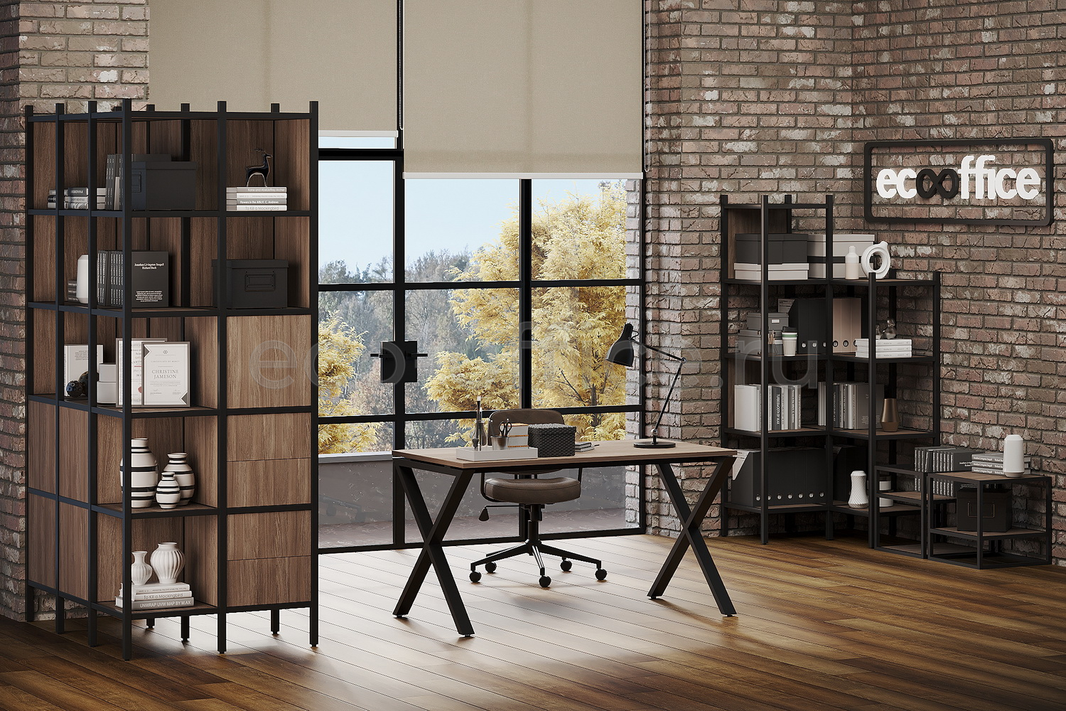 Кабинет руководителя LOFT Дуб Аризона / Чёрный металл купить в Севастополе