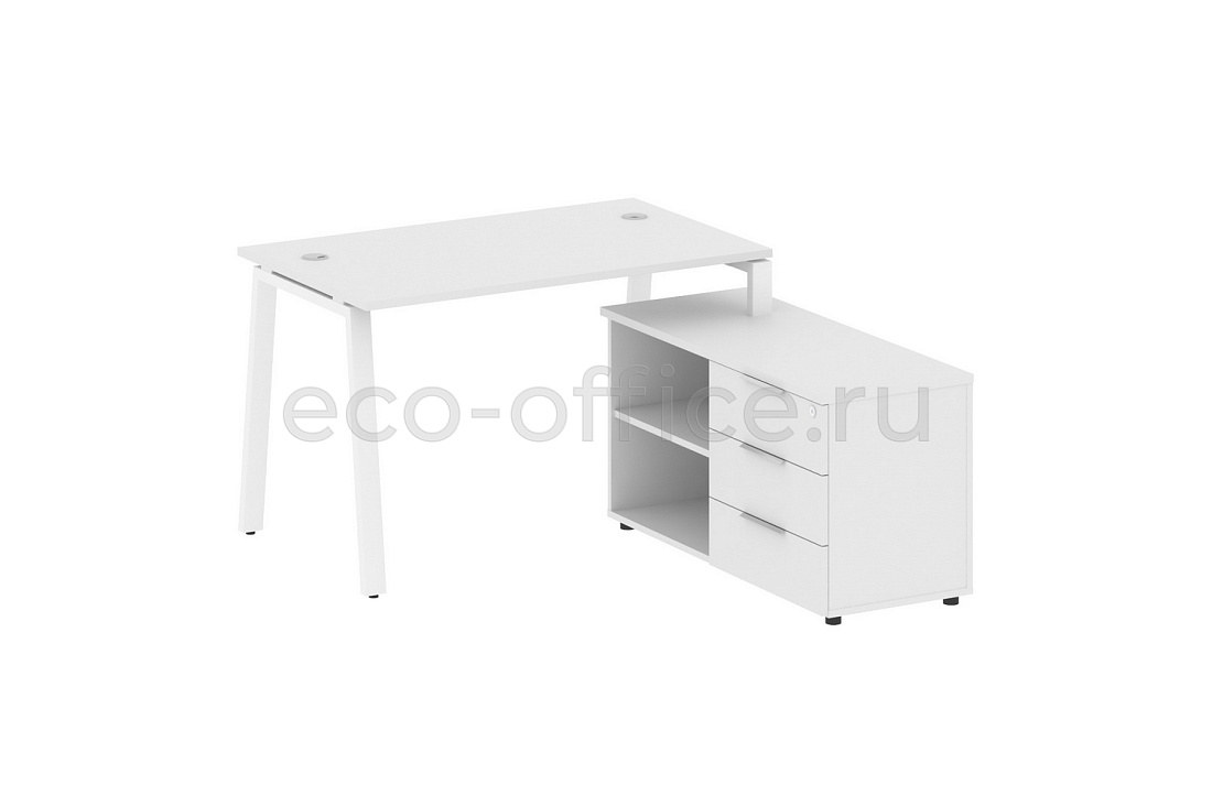 Рабочая станция с опорной тумбой METAL SYSTEM STYLE БА.РС-СТС-2.2 (R) Белый / Белый металл  стоимость