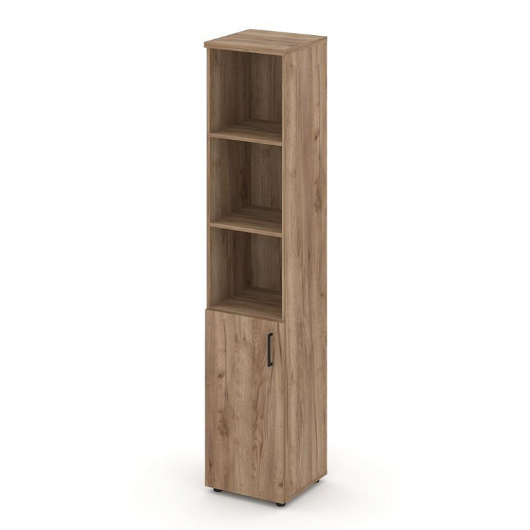 шкаф высокий узкий style project sn.stu-101(l) дуб табак/черный ручки фото