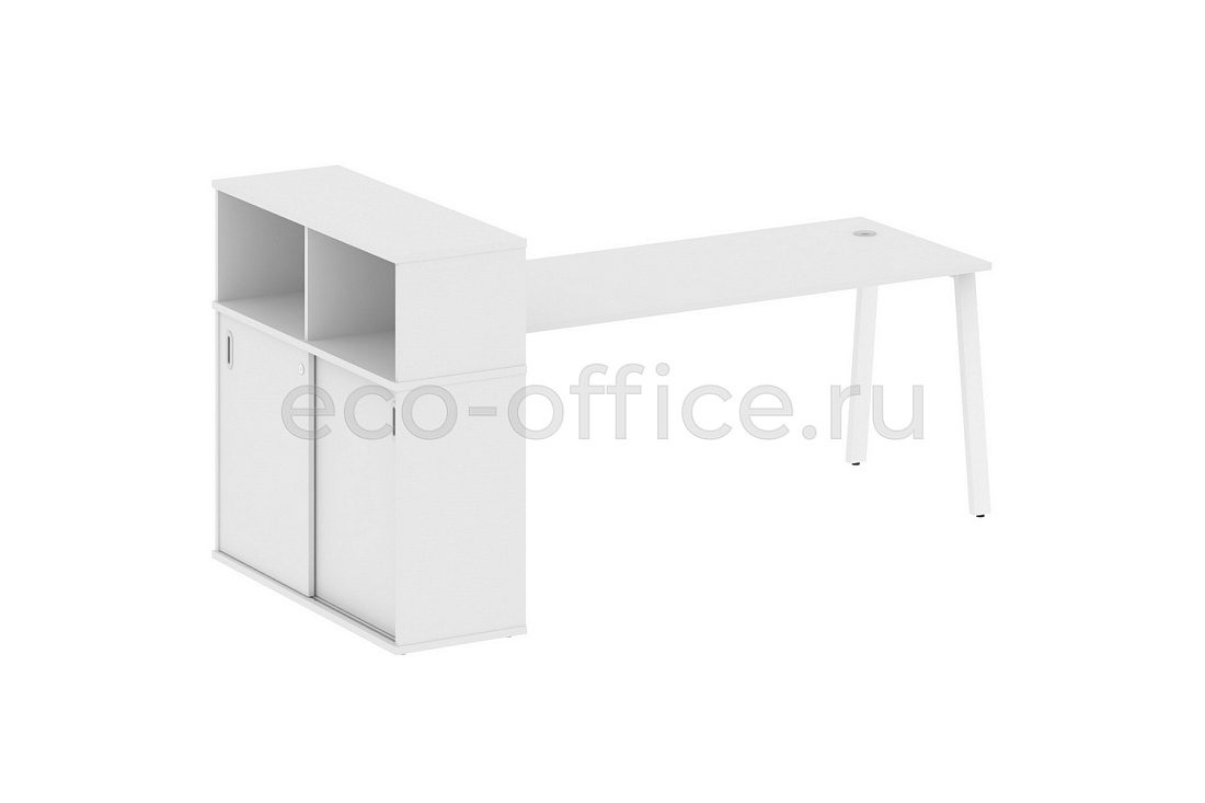 Рабочая станция с опорным шкафом-купе METAL SYSTEM STYLE БА.РС-СШК-3.5 Белый / Белый металл  стоимость