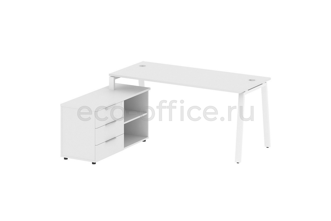 Рабочая станция с опорной тумбой METAL SYSTEM STYLE БА.РС-СТС-2.4 (L) Белый / Белый металл  стоимость