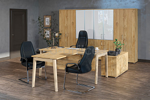 Кабинет руководителя ONIX WOOD DIRECT Тиквуд Светлый / Дуб Светлый фото
