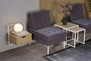 Журнальные столы LOFT Тиквуд Светлый / Белый металл фото