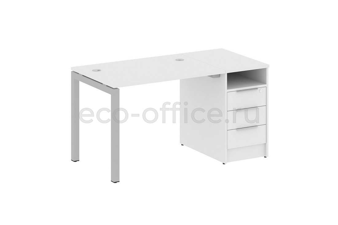 Рабочая станция с опорной тумбой METAL SYSTEM QUATTRO 5x5 50БП.РС-СТП-1.1 Белый / Серый металл купить в Севастополе
