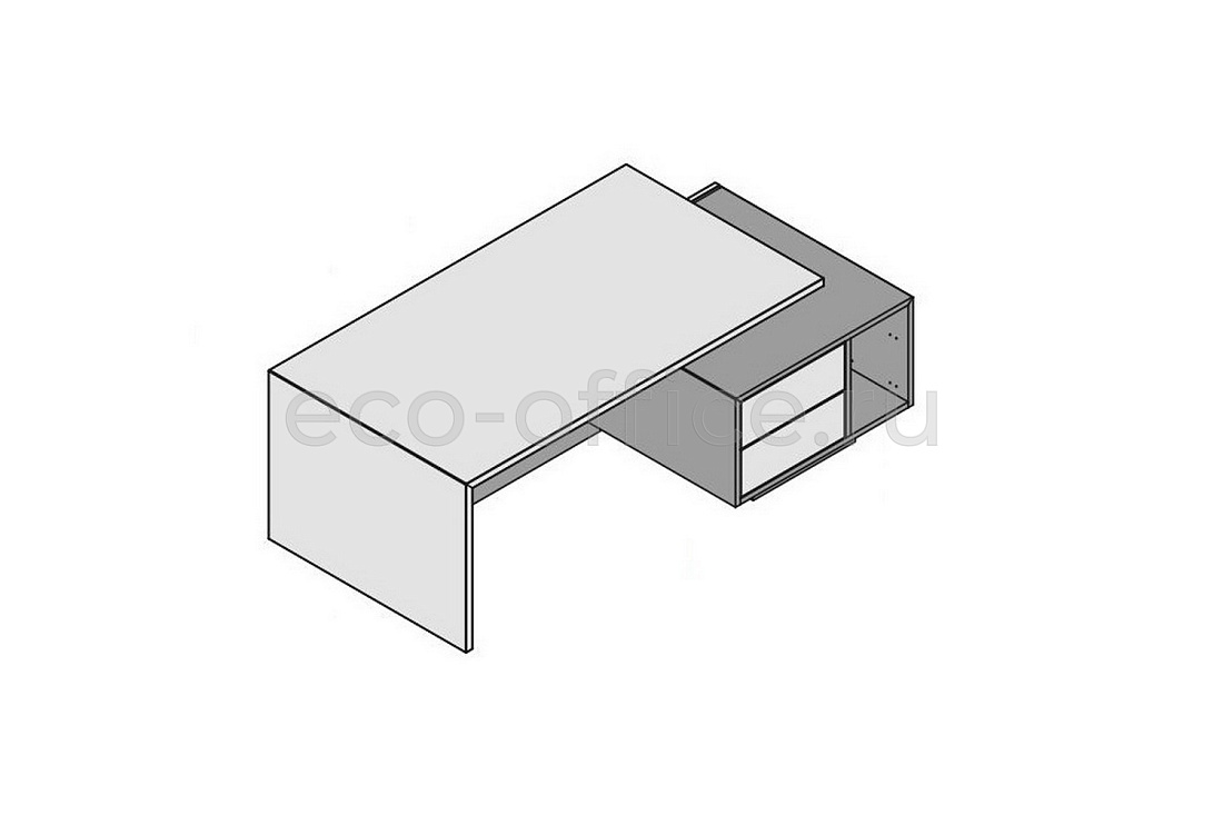 Стол правосторонний с тумбой и отсеком для процессора (шпон) ELITE 174280 Classic Ebony / Black (Cod.51)  стоимость