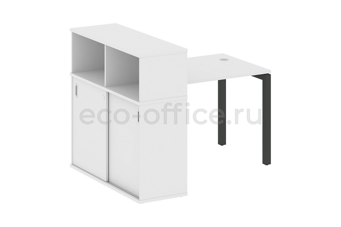 Стол письменный с опорным шкафом-купе METAL SYSTEM QUATTRO 5x5 50БП.РС-СШК-3.1 Белый / Антрацит металл купить в Севастополе