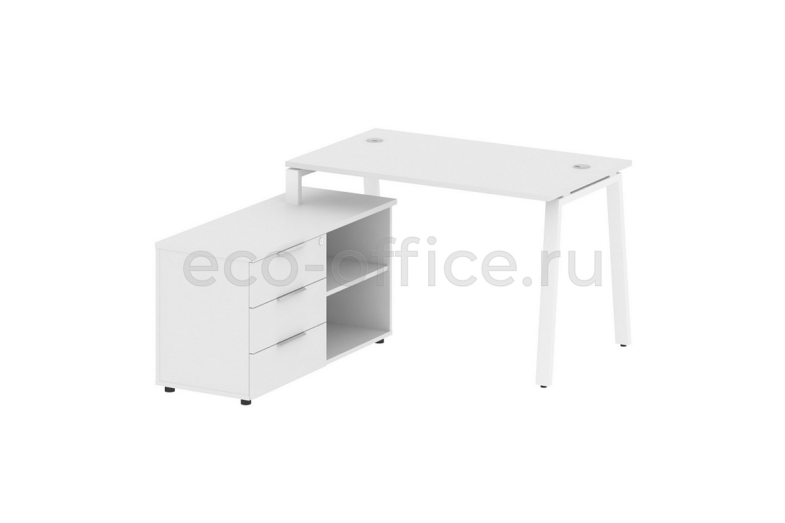 Рабочая станция с опорной тумбой METAL SYSTEM STYLE БА.РС-СТС-2.2 (L) Белый / Белый металл  стоимость