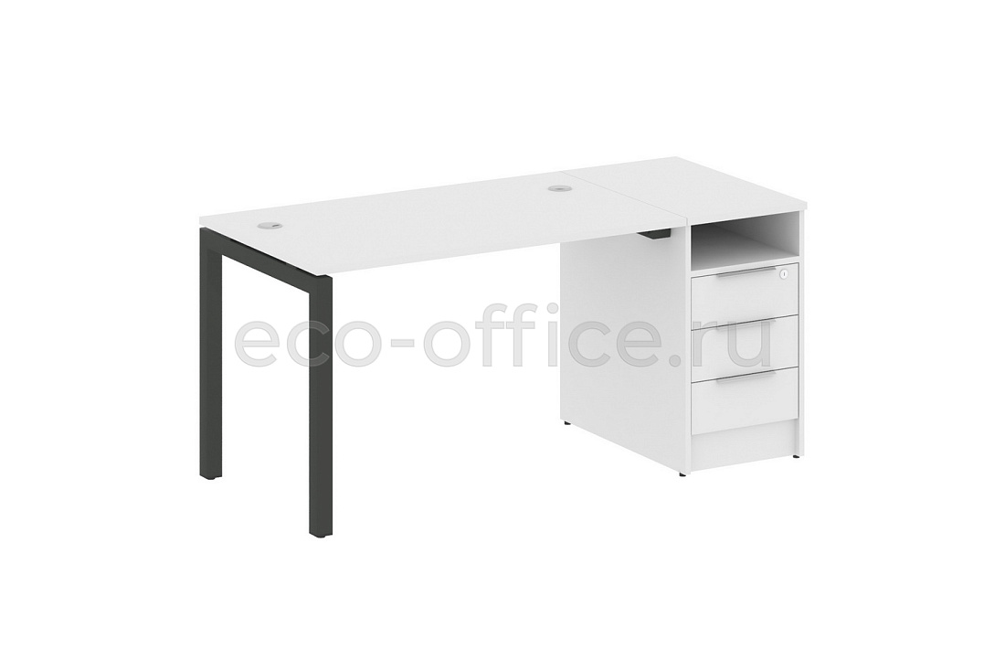 Рабочая станция с опорной тумбой METAL SYSTEM QUATTRO 5x5 50БП.РС-СТП-1.2 Белый / Антрацит металл купить в Севастополе