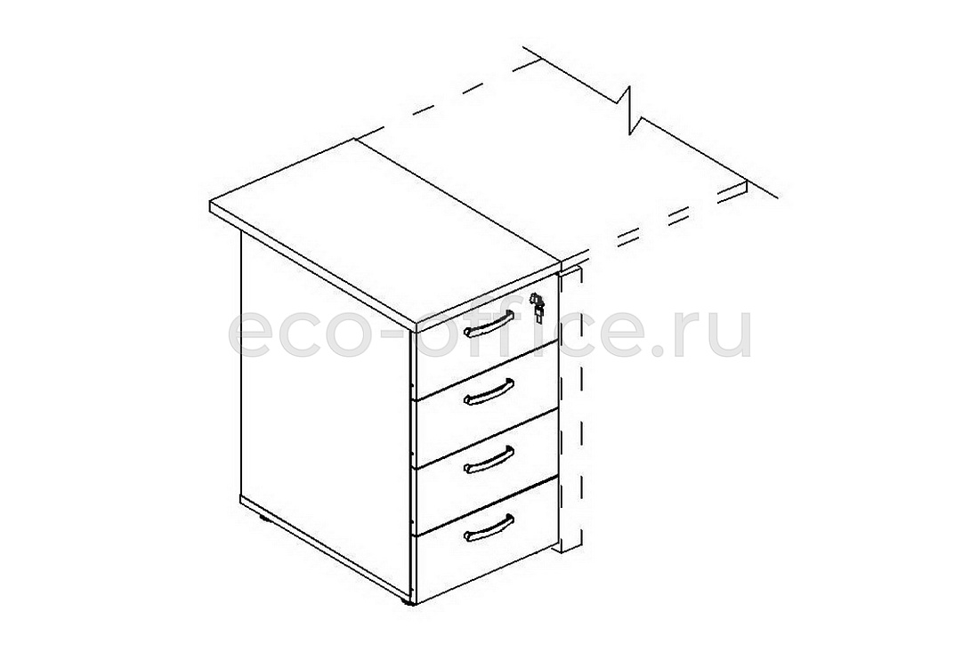 Тумба приставная 4-х ящичная с замком ALBERO А4 9221 Дуб Шамони  стоимость