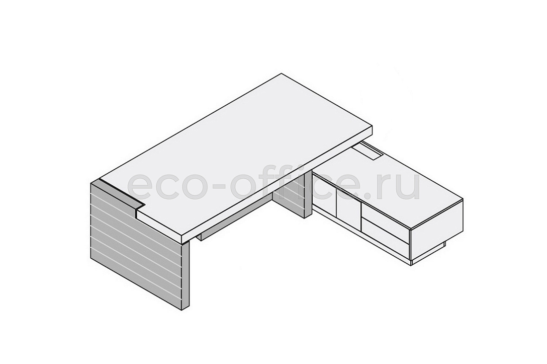 Стол руководителя с левой боковой опорой и правой тумбой JERA 159956 Bali Walnut / Slate  стоимость