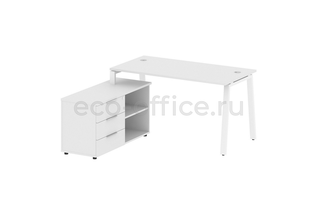 Рабочая станция с опорной тумбой METAL SYSTEM STYLE БА.РС-СТС-2.3 (L) Белый / Белый металл  стоимость