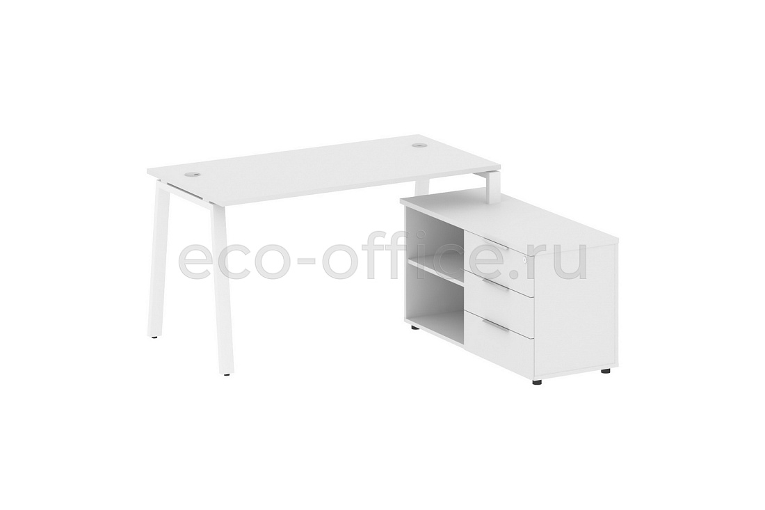 Рабочая станция с опорной тумбой METAL SYSTEM STYLE БА.РС-СТС-2.3 (R) Белый / Белый металл  стоимость