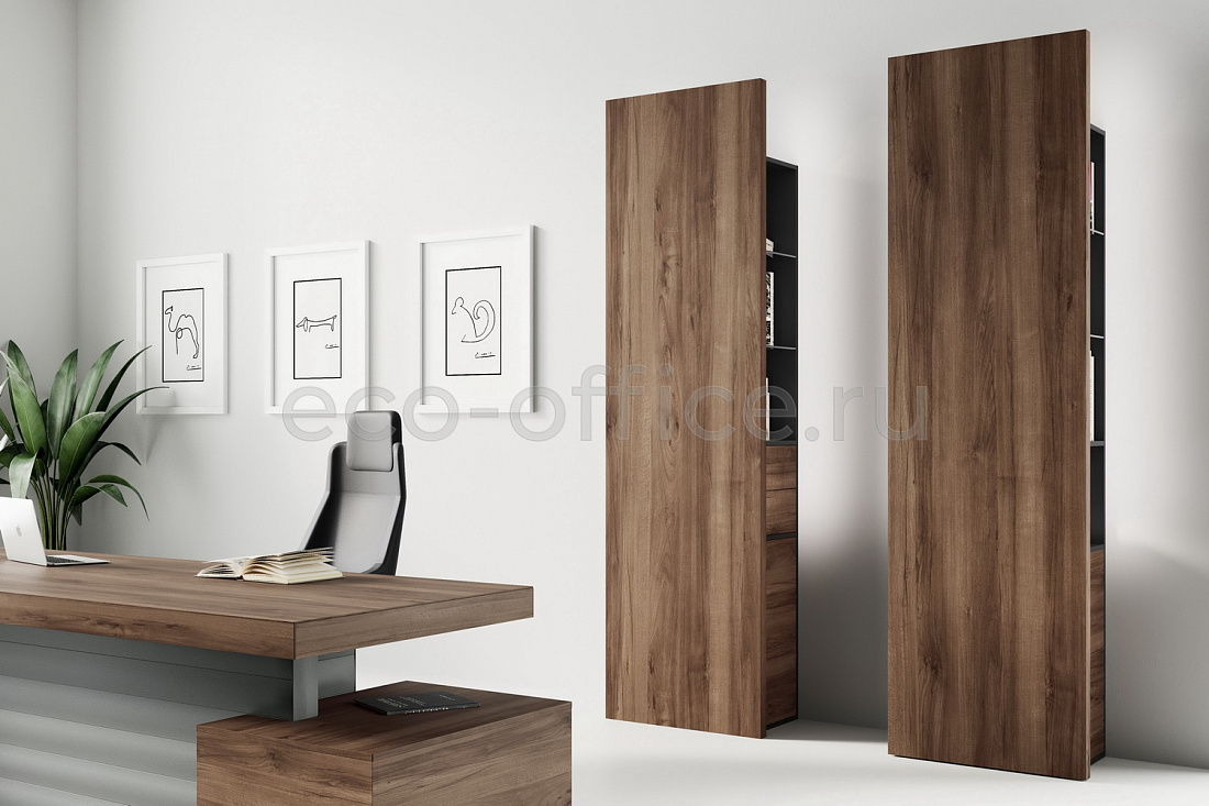 Шкаф тотем с двумя ящиками и дверцей JERA 159969 Bali Walnut / Stone Grey  стоимость