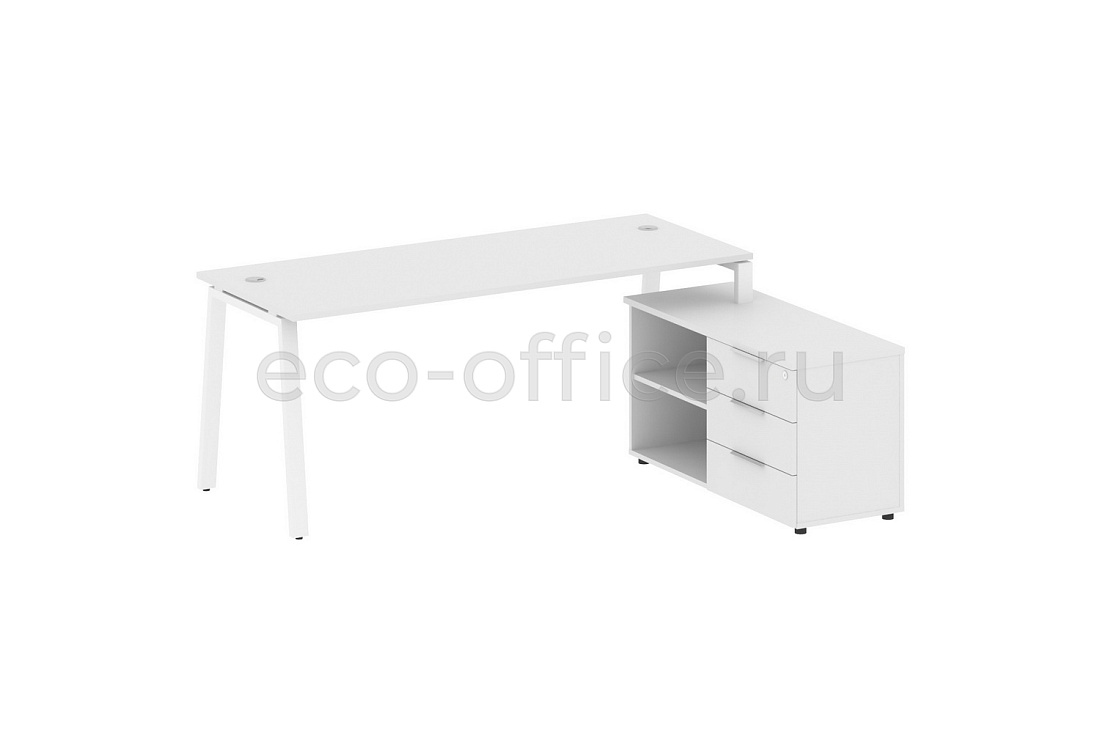 Рабочая станция с опорной тумбой METAL SYSTEM STYLE БА.РС-СТС-2.5 (R) Белый / Белый металл  стоимость